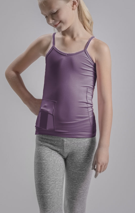 Girl's Activewear Cami Tank with Insulin Pump and Cell Phone Pockets