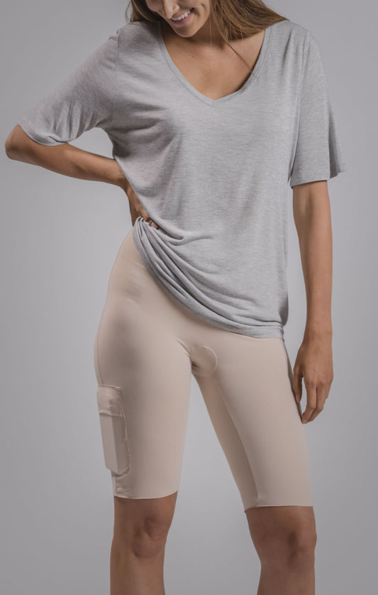 Women's High Waisted Slip Short with Insulin Pump and Cell Phone Pockets