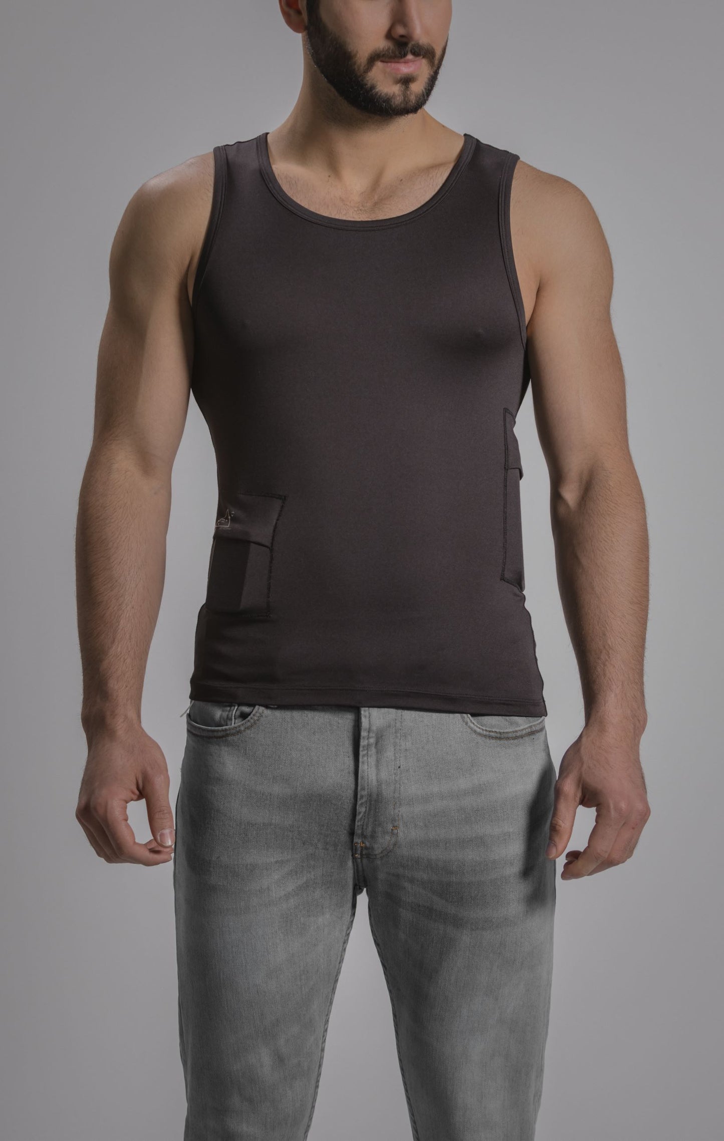 Men's Activewear Tank Top with Insulin Pump and Cell Phone Pockets