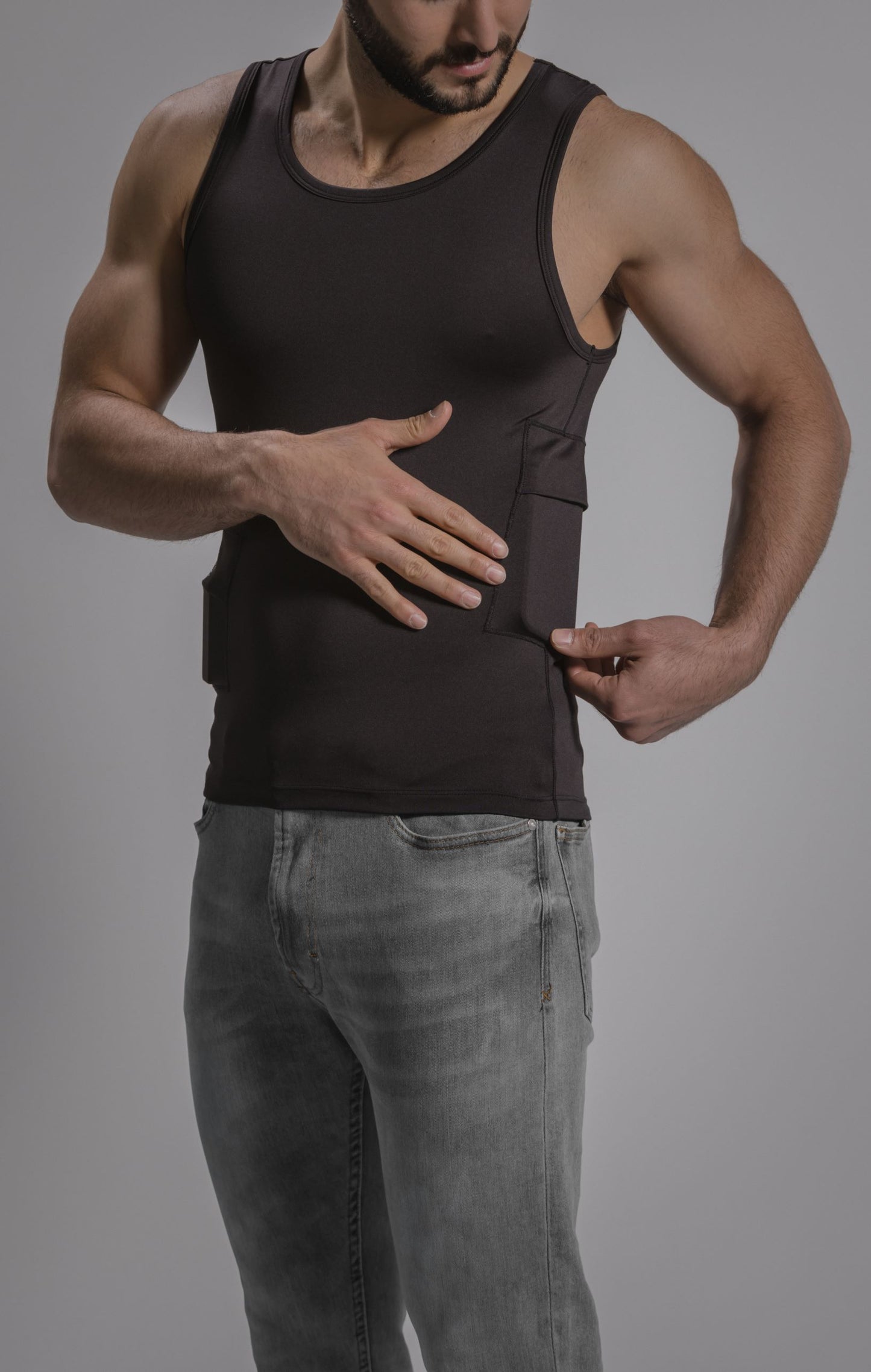 Men's Activewear Tank Top with Insulin Pump and Cell Phone Pockets