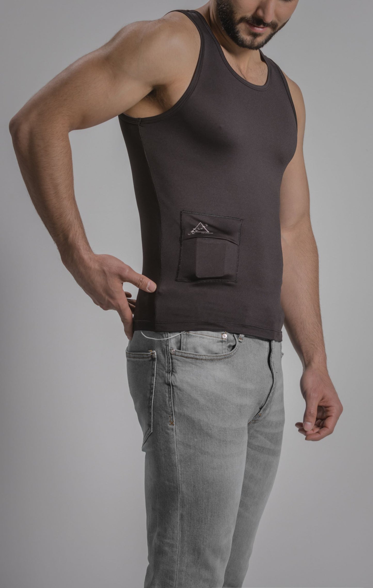 Men's Activewear Tank Top with Insulin Pump and Cell Phone Pockets