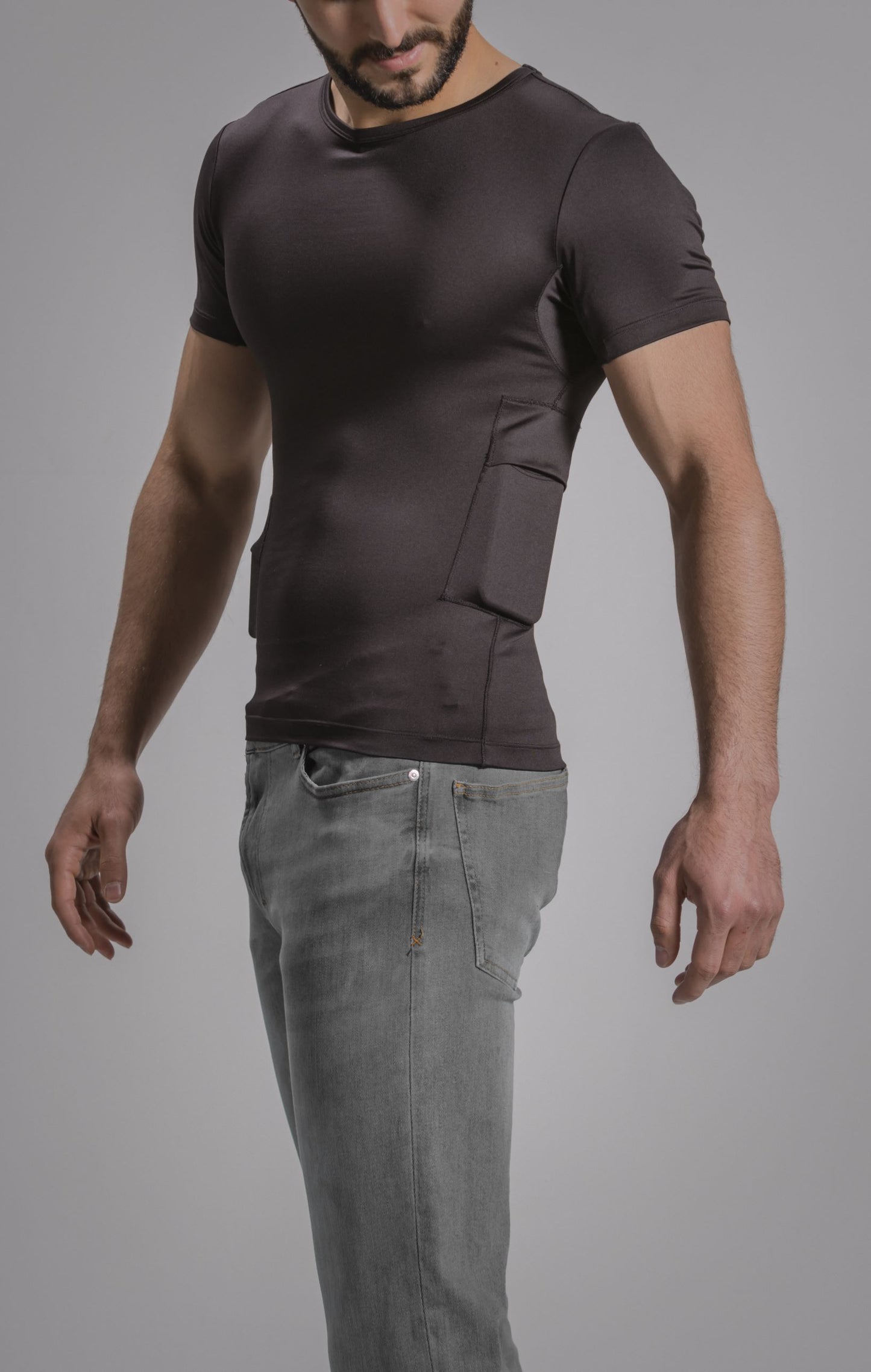 Men's Activewear Crew Neck Tee with Insulin Pump and Cell Phone Pockets