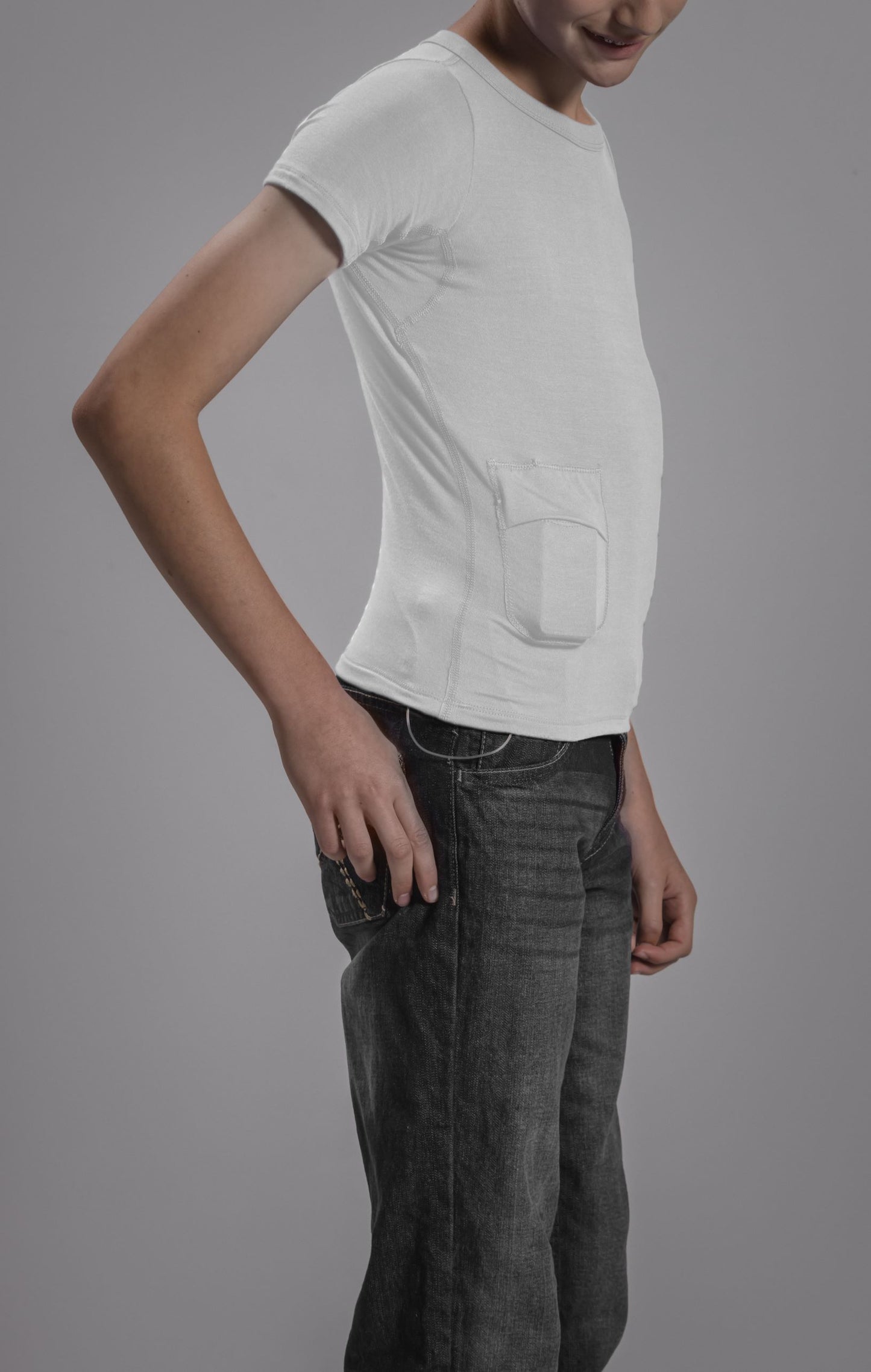 Youth Loungewear Crew Neck Tee with Insulin Pump Pocket
