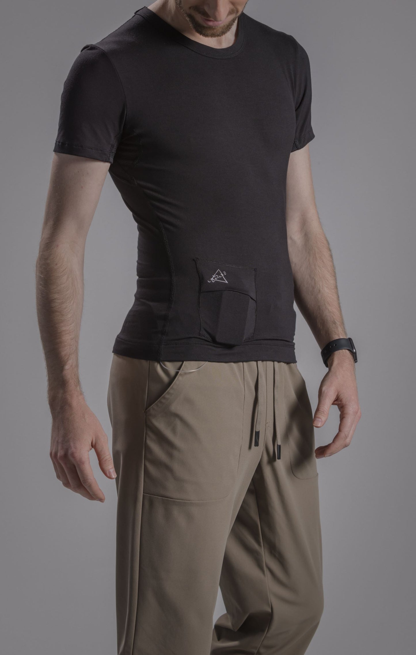 Men's Loungewear Crew Neck Tee with Insulin Pump and Cell Phone Pockets