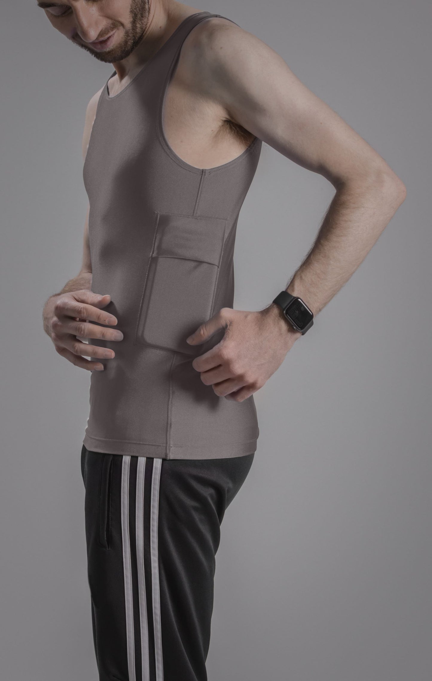 Men's Activewear Tank Top with Insulin Pump and Cell Phone Pockets