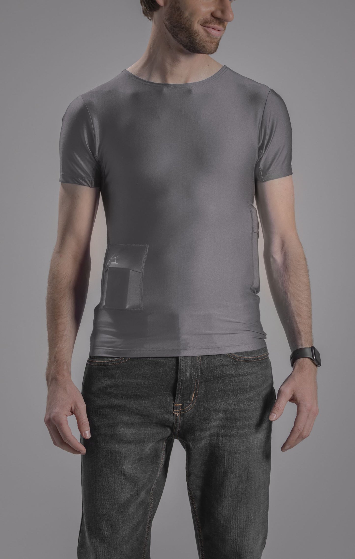 Men's Activewear Crew Neck Tee with Insulin Pump and Cell Phone Pockets