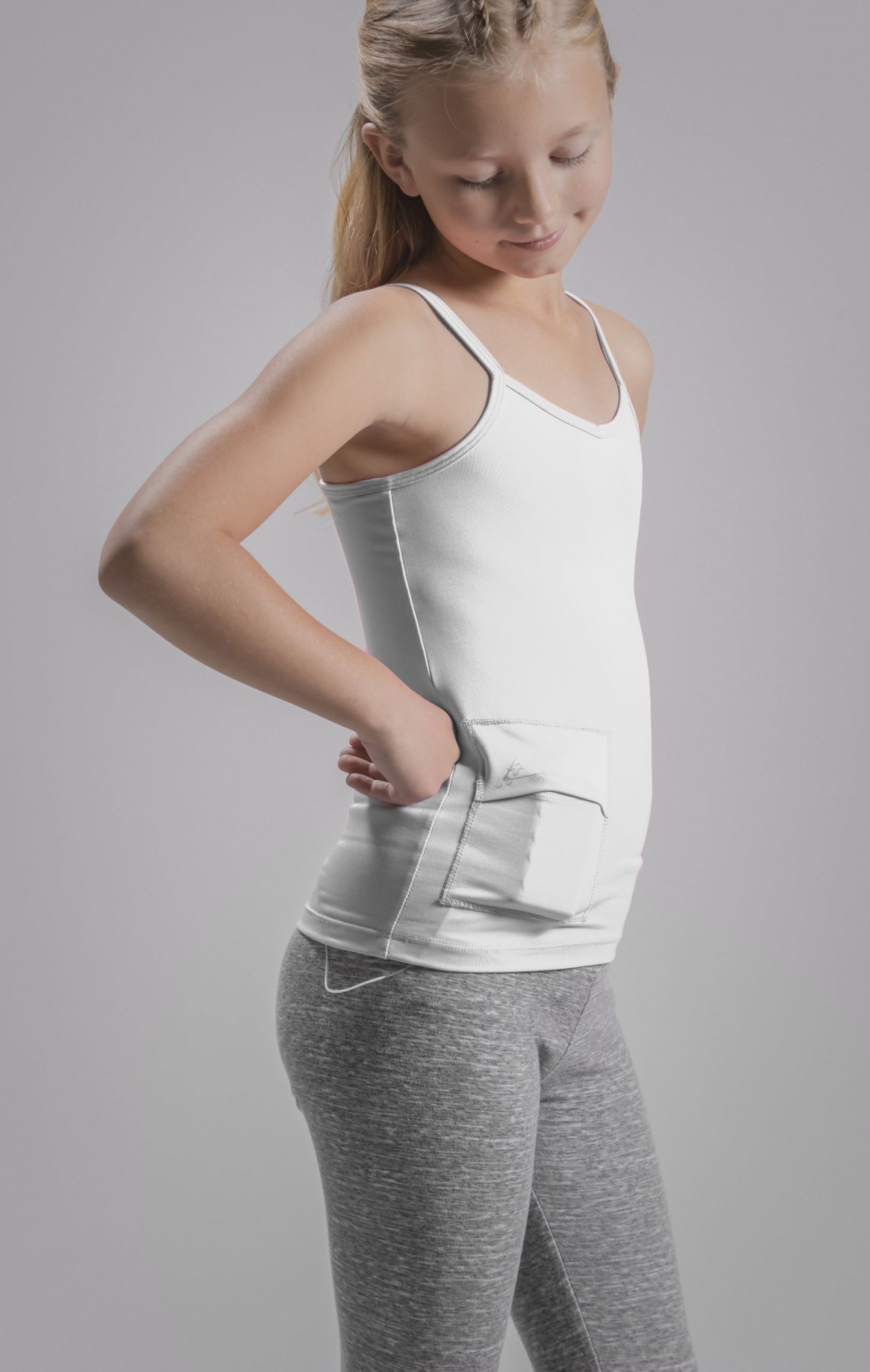 Girl's Activewear Cami Tank with Insulin Pump and Cell Phone Pockets