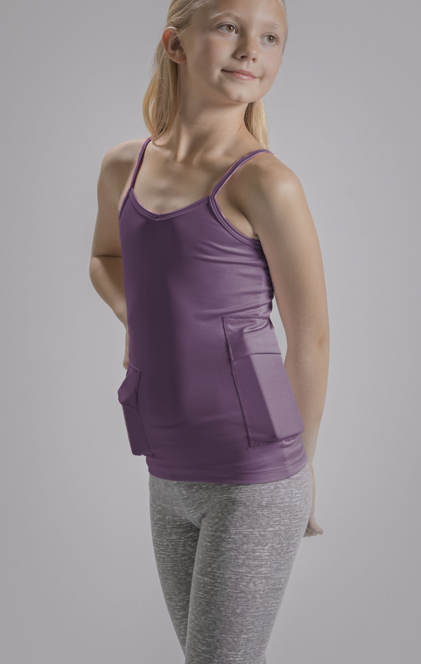 Girl's Activewear Cami Tank with Insulin Pump and Cell Phone Pockets