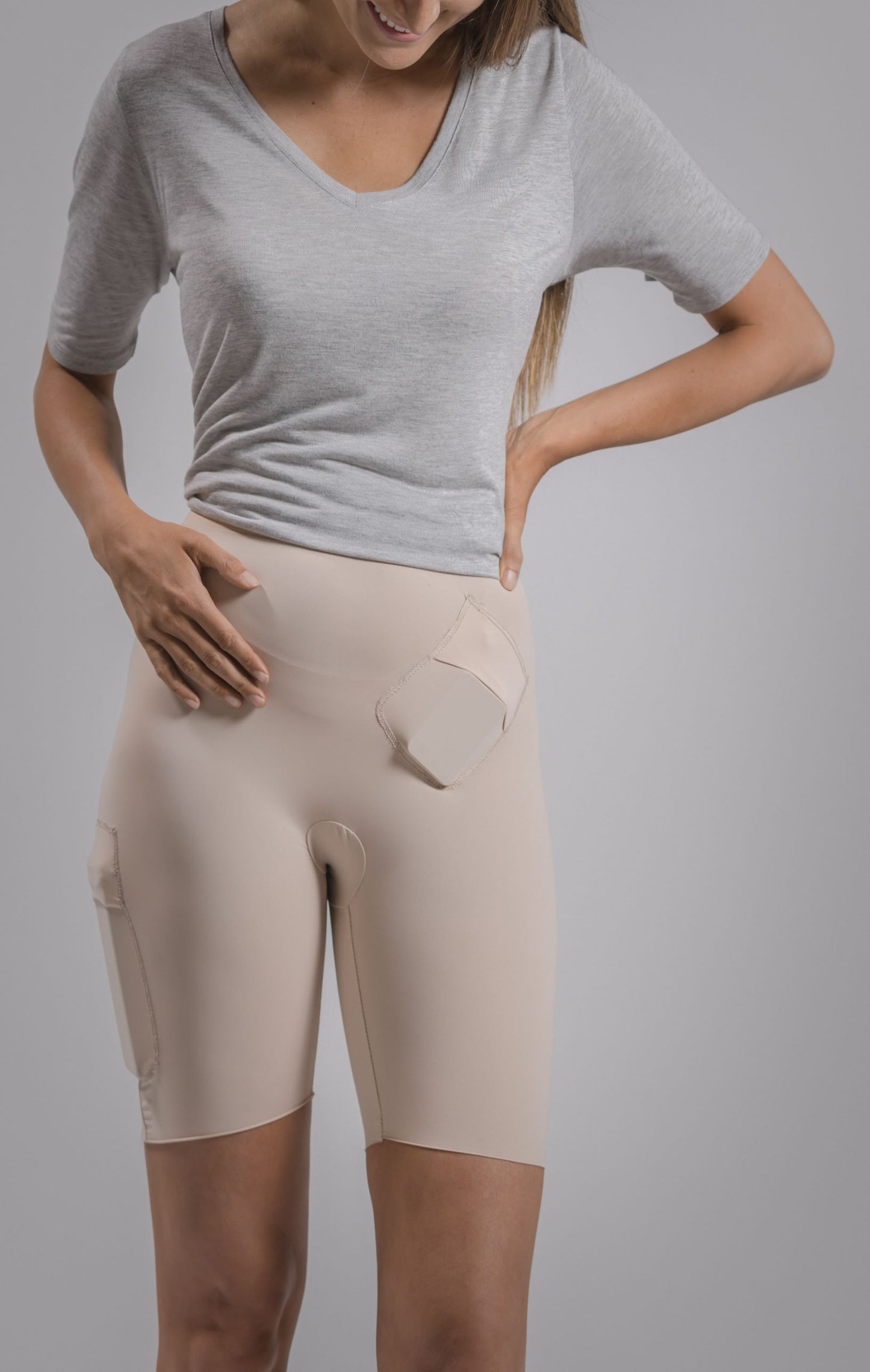 Women's High Waisted Slip Short with Insulin Pump and Cell Phone Pockets