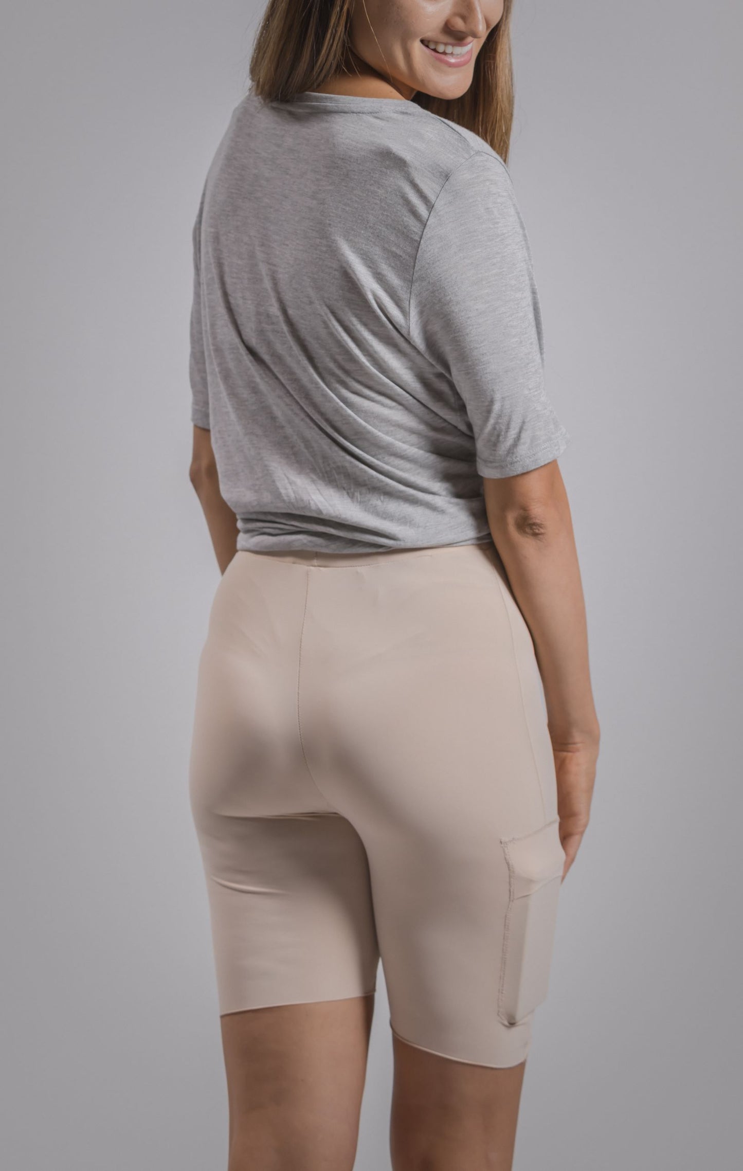 Women's High Waisted Slip Short with Insulin Pump and Cell Phone Pockets