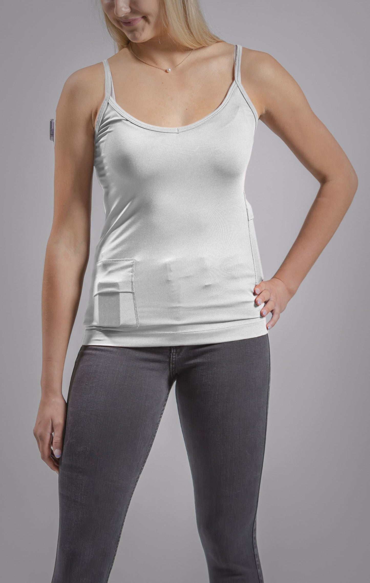Women's Activewear Cami Tank with Insulin pump and Cell Phone Pockets