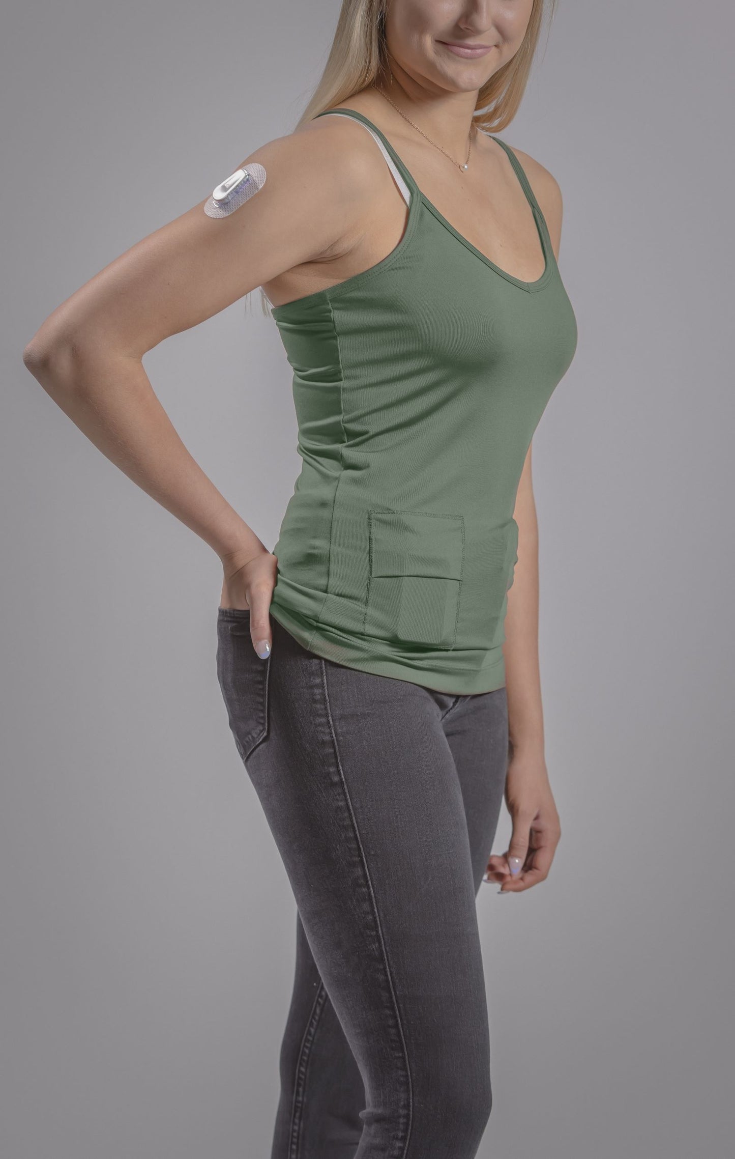Women's Everyday Stretch Cami Tank with Insulin Pump and Cell Phone Pockets