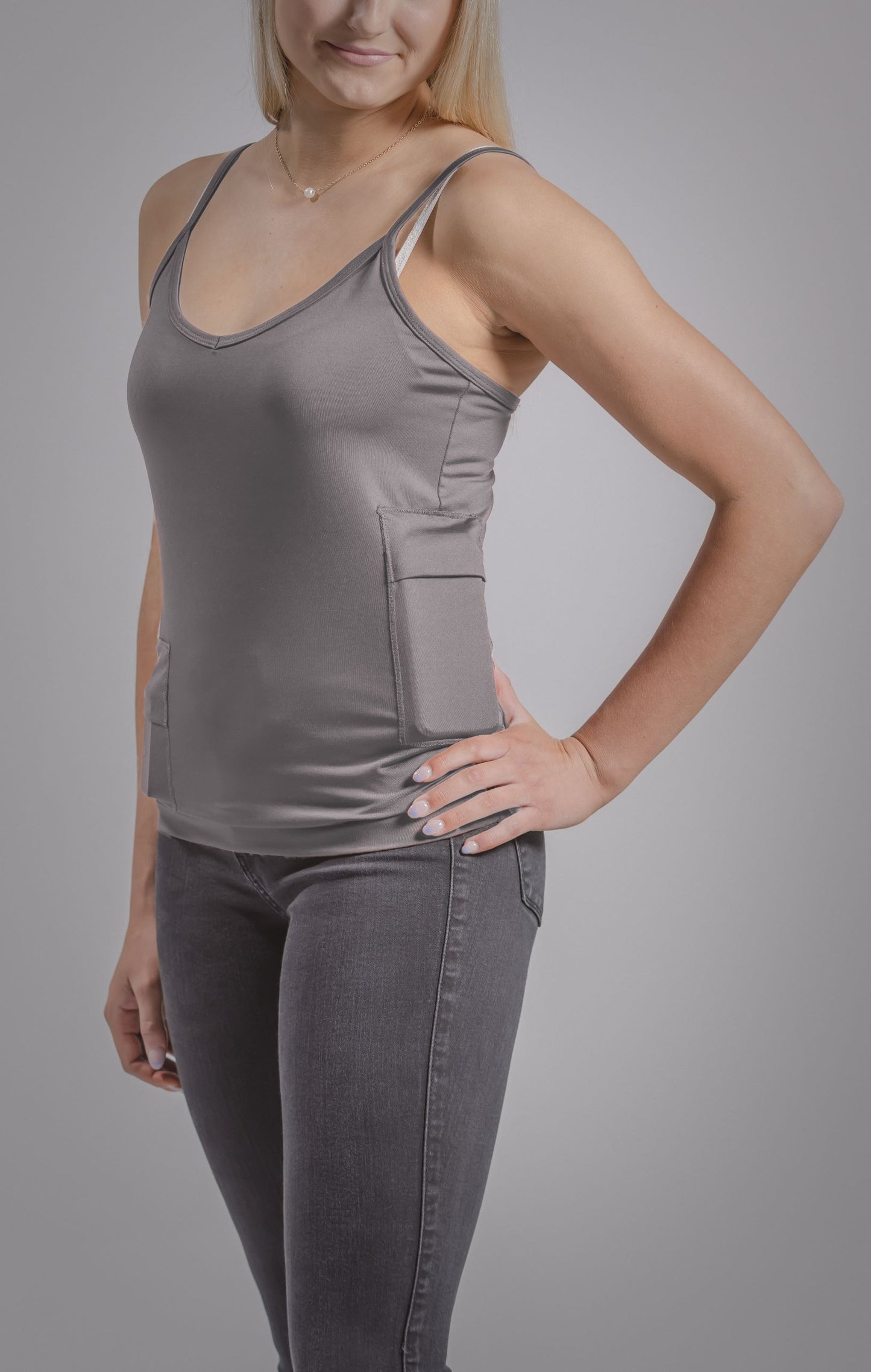 Women's Everyday Stretch Cami Tank with Insulin Pump and Cell Phone Pockets