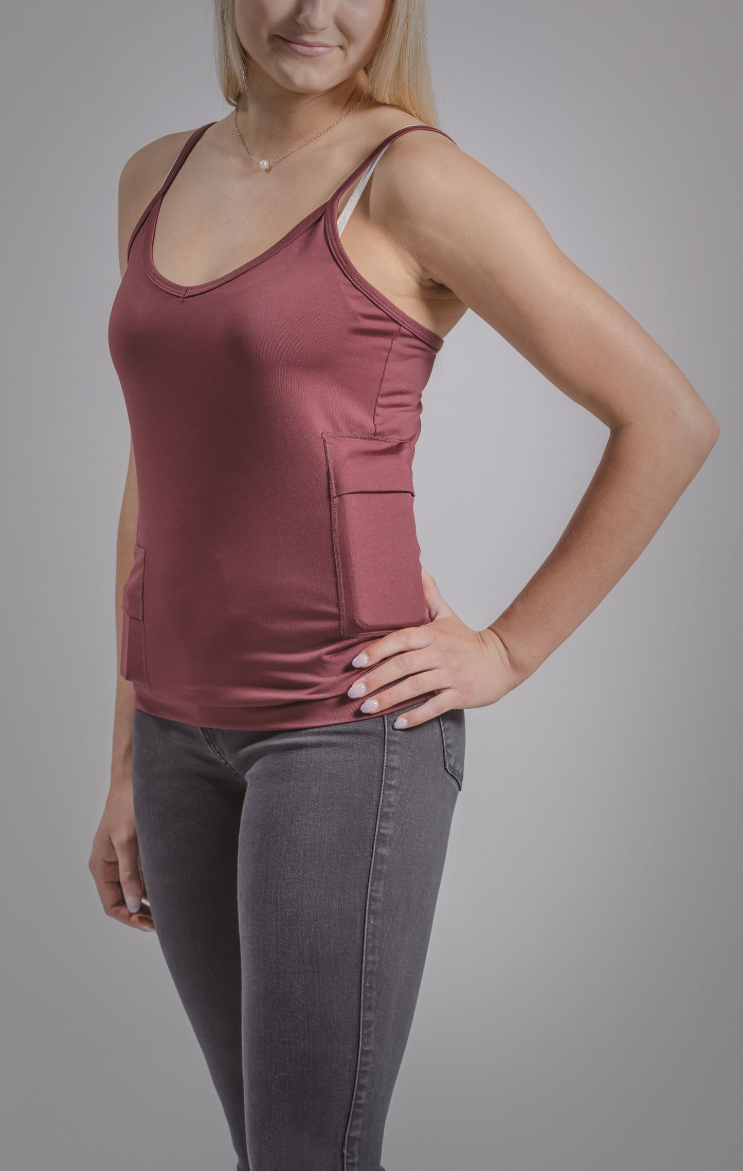 Women's Activewear Cami Tank with Insulin pump and Cell Phone Pockets