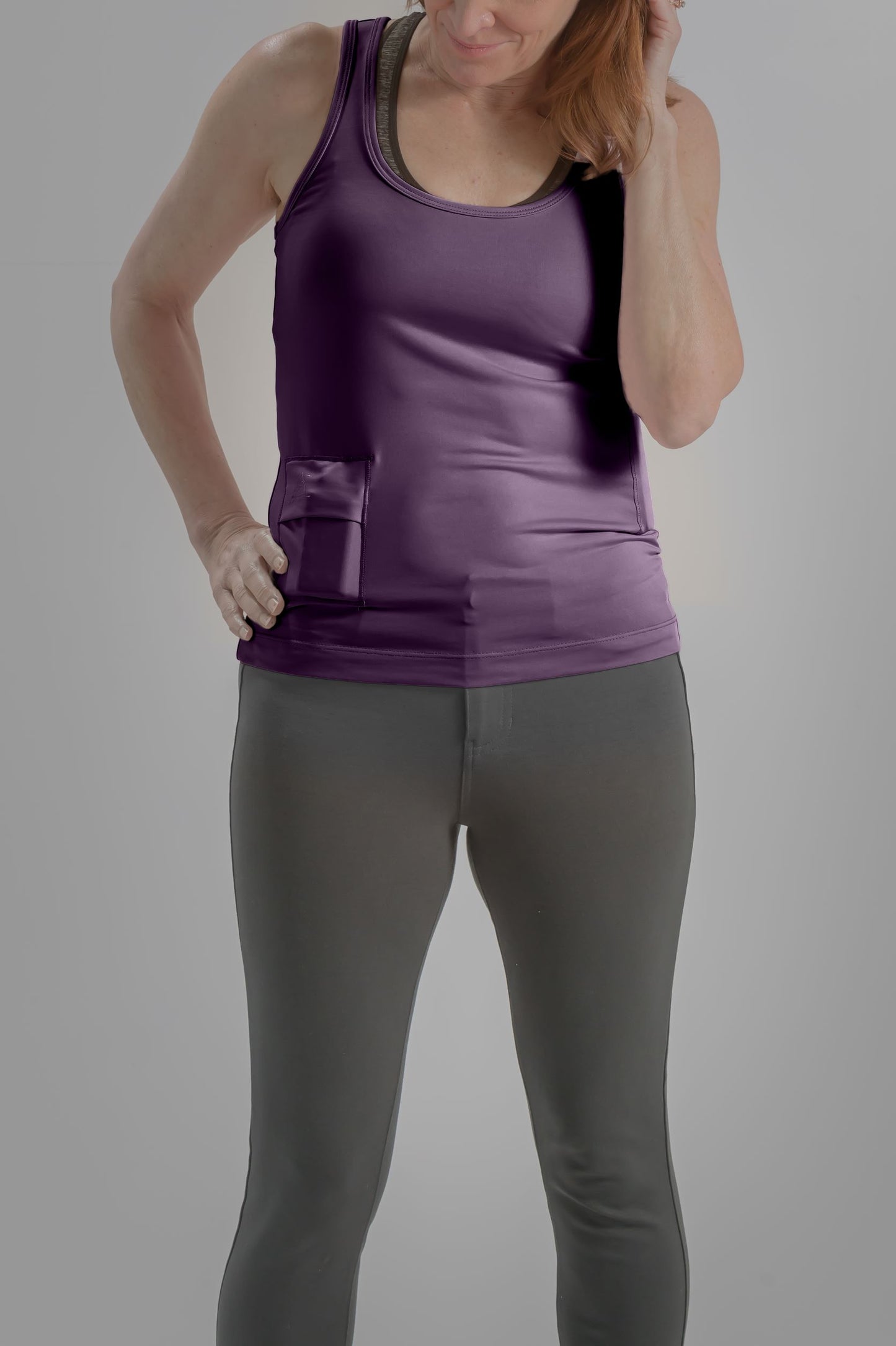 Women's Activewear Scoop Neck Tank with Insulin Pump and Cell Phone Pockets