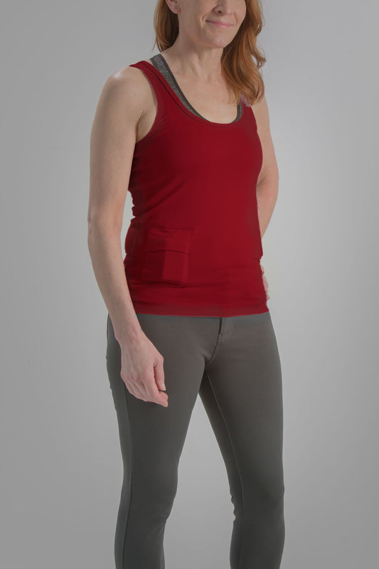 Women's Activewear Scoop Neck Tank with Insulin Pump and Cell Phone Pockets