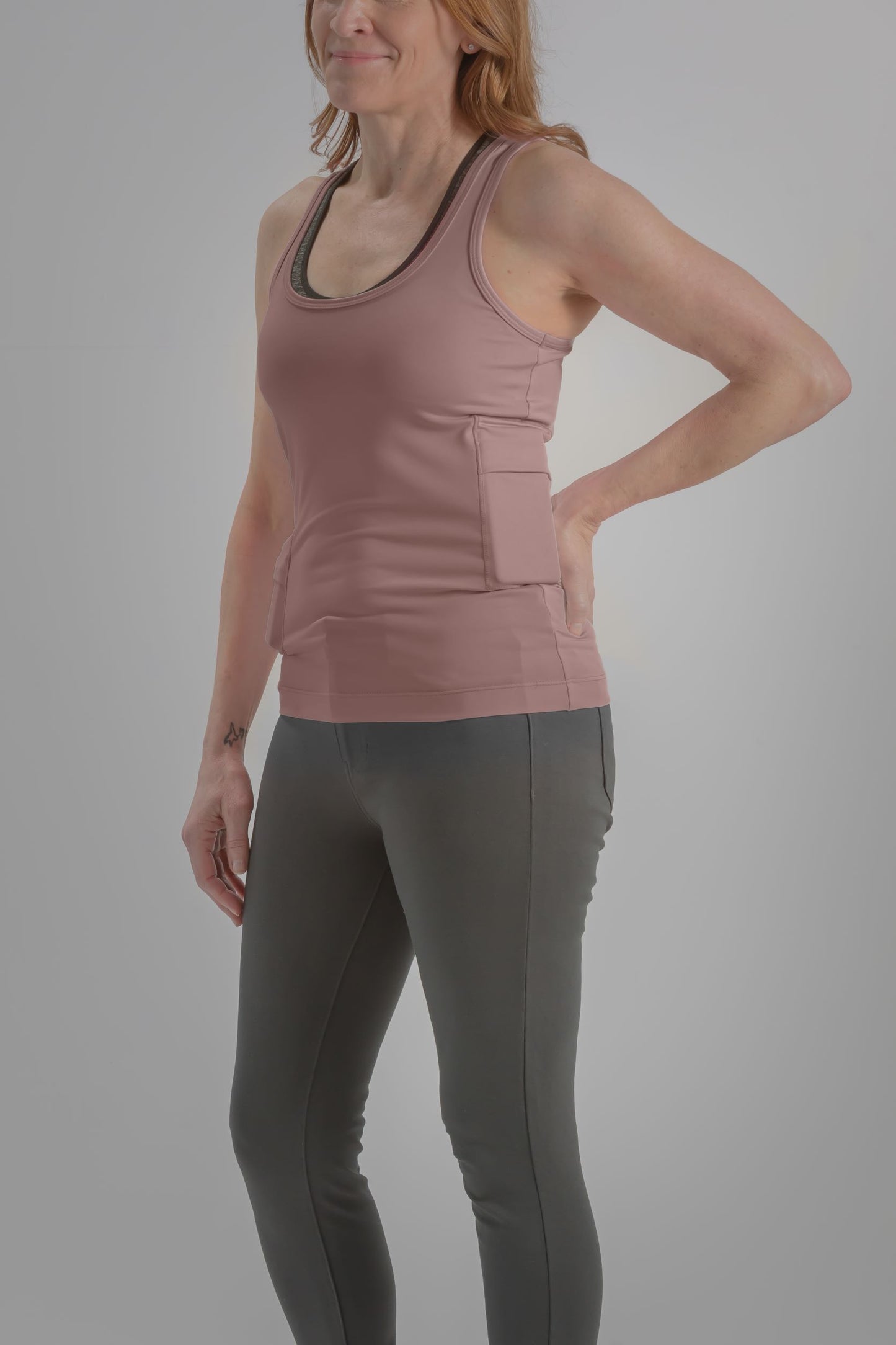 Women's Activewear Scoop Neck Tank with Insulin Pump and Cell Phone Pockets
