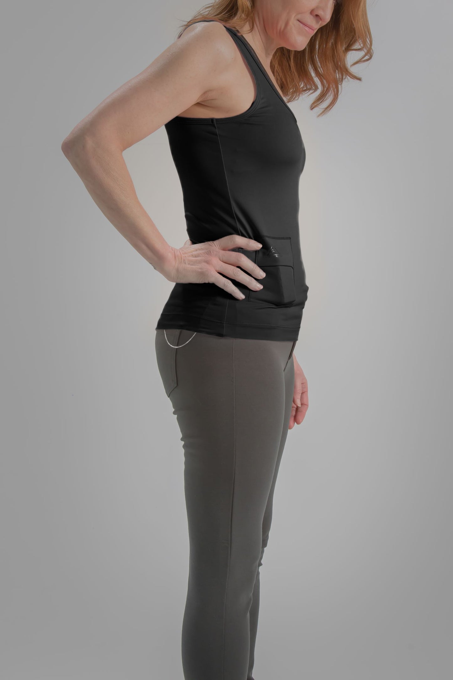 Women's Activewear Scoop Neck Tank with Insulin Pump and Cell Phone Pockets